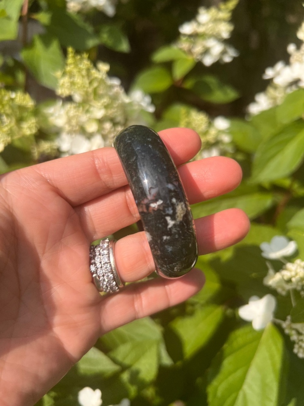 Moss (8) agate bangle | crystal